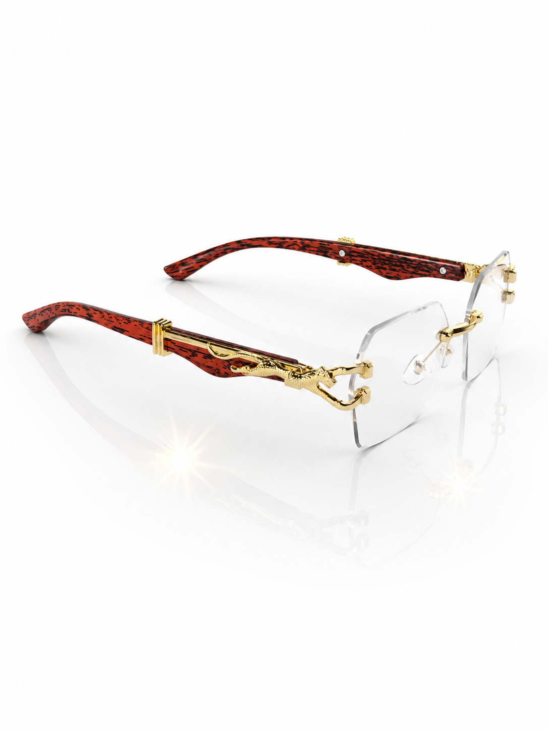 Cheetah UV Diamond Rimless Glasses